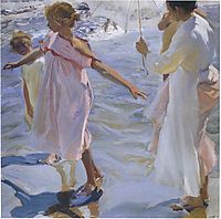 Strolling along the seashore, 1909, sorolla