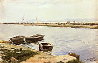 Three Boats By A Shore, 1899, sorolla