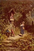 Praying peasant girl in the woods, c.1855, spitzweg