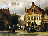 The Corner of Westerstraat and Tabakstraat in Enkhuizen, 1873, springer