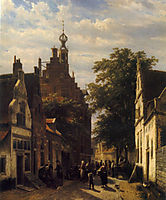 Figures in a Street in Delft, 1853, springer