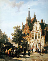 Marketview with cityhall Woerden, springer