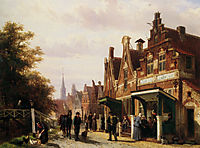 Street scene with figures, 1871, springer