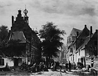 The Town Hall and Market at Naarden, 1864, springer