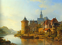 A View of a Town along the Rhine, 1841, springer