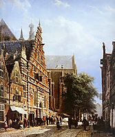 Vleeschhal and Grote Kerk in Haarlem, springer