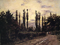 Evening Poplars and Roadway near Schleissheim, 1884, steele