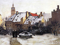 Winter Afternoon Old Munich, 1883, steele