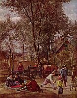 Skittle Players outside an Inn, 1663, steen