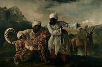 Cheetah with two Indian servants and a deer, 1765, stubbs