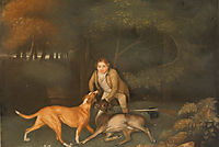 Freeman, the Earl of Clarendon-s Gamekeeper, With a Dying Doe and Hound, 1800, stubbs