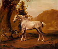 A Grey Stallion In A Landscape, stubbs