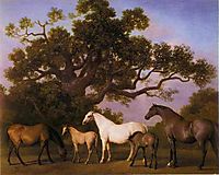 Mares and Foals under an Oak Tree, 1775, stubbs