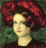 Mary with a red hat, c.1902, stuck