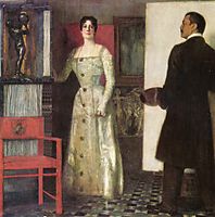 Self-portrait of the painter and his wife in the studio, 1902, stuck