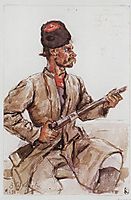 Cossack with gun, 1893, surikov