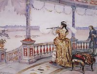 Empress Anna Ioannovna in Peterhof Temple shoots deer, 1900, surikov