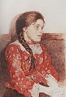 Girl with a red jacket, 1892, surikov