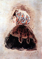 Head of young lady, 1880, surikov