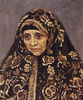 The old woman with a patterned headscarf, 1886, surikov