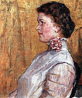 Portrait of woman with yellow background, 1911, surikov