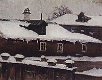 Rooftops in winter, c.1885, surikov