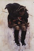 Soldier descending from the snowy mountain, 1898, surikov