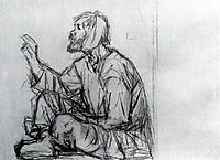 Whacky, seated on the ground (Study to , surikov