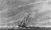 Full Sail off Sandy Hook Entrance to New York Harbor, c.1812, svinyin