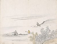 Untitled (figures fishing on boats), taiga