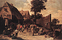 Peasants Dancing outside an Inn, c.1648, teniers