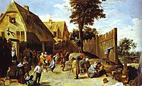 Peasants Dancing Outside an Inn, c.1645, teniers