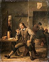 A Smoker Leaning on a Table, 1643, teniers