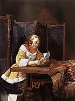 A Lady Reading a Letter, terborch