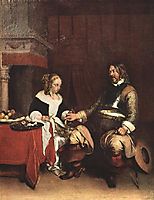 Man Offering a Woman Coins, c.1663, terborch
