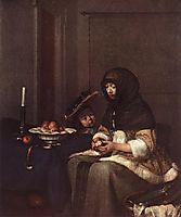 Woman Peeling Apple, 1650, terborch