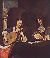 Woman Playing the Lute, terborch