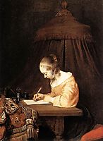 Woman Writing A Letter, c.1655, terborch