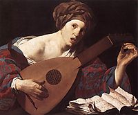 Woman Playing the Lute, terbrugghen