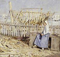 The Boat Builder-s Yard, Cancale, Brittany, 1881, thangue