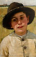 Study of a Boy in a Black Hat, before a Cornfield, thangue