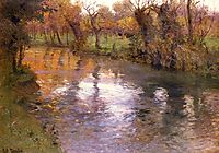 An Orchard on the Banks of a River, thaulow