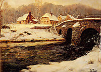 A Stone Bridge Over a Stream in Winter, thaulow