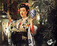 Young Lady Holding Japanese Objects, 1865, tissot