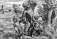 Caricature of the Laocoon-group, 1543-1545, titian