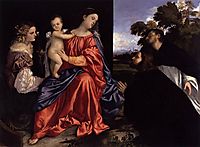 Madonna and Child with Sts Catherine and Dominic and a Donor, 1516, titian