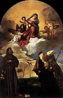 Madonna in Glory with the Christ Child and Sts Francis and Alvise with the Donor, 1520, titian