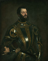 Portrait of Alfonso d`Avalos , in Armor with a Page, c.1533, titian