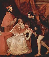 Portrait of Pope Paul III, Cardinal Alessandro Farnese and Duke Ottavio Farnese, 1546, titian