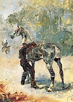Artilleryman Saddling His Horse, 1879, toulouselautrec
